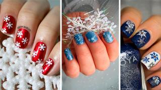 Как сделать снежинки на ногтях?